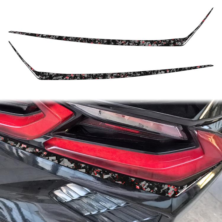 Set di 2 adesivi decorativi sotto i fanali posteriori dell'auto in fibra di carbonio con lamina dorata forgiata per Chevrolet Corvette C8 2020-, lato guidatore sinistro e destro., Taillight Below