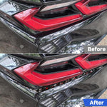 Set di 2 adesivi decorativi sotto i fanali posteriori dell'auto in fibra di carbonio con lamina dorata forgiata per Chevrolet Corvette C8 2020-, lato guidatore sinistro e destro., Taillight Below