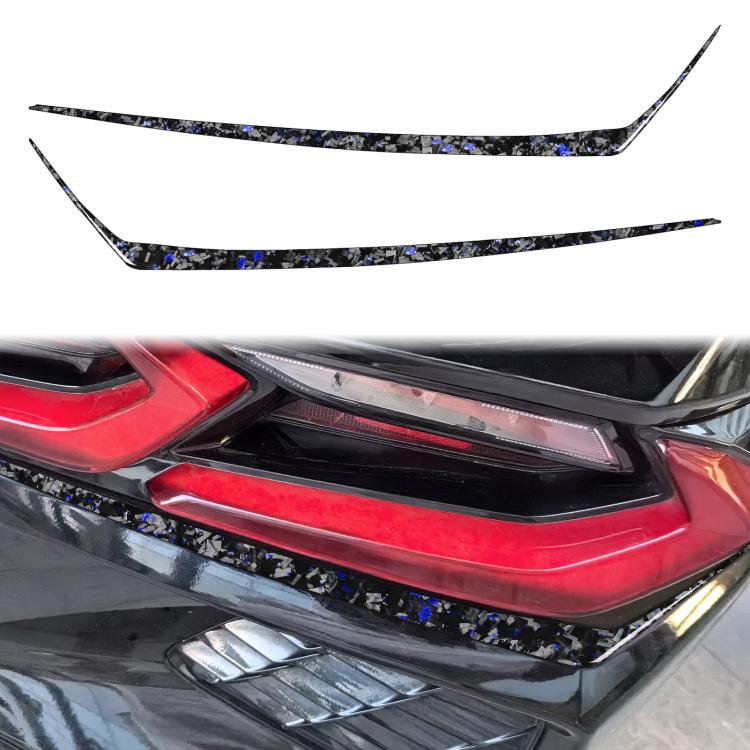 Set di 2 adesivi decorativi sotto i fanali posteriori dell'auto in fibra di carbonio con lamina dorata forgiata per Chevrolet Corvette C8 2020-, lato guidatore sinistro e destro., Taillight Below
