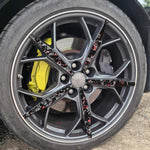 Set di 20 adesivi decorativi in fibra di carbonio con lamina dorata forgiata per cerchi auto Chevrolet Corvette C8 2020-, lato guidatore sinistro e destro., Wheels