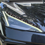 Set di 2 adesivi decorativi in fibra di carbonio con lamina dorata forgiata per fari auto Chevrolet Corvette C8 2020-, lato guidatore sinistro e destro., Light Eyebrow