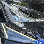 Set di 2 adesivi decorativi in fibra di carbonio con lamina dorata forgiata per fari auto Chevrolet Corvette C8 2020-, lato guidatore sinistro e destro., Light Eyebrow