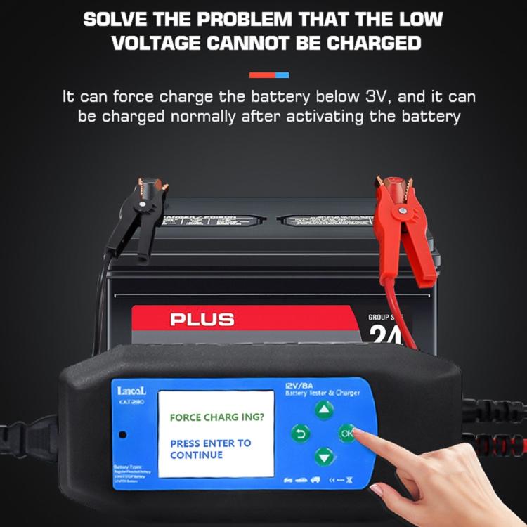 CAT-280 Caricabatterie per auto 2 in 1 e tester per batterie con schermo a colori, US Plug