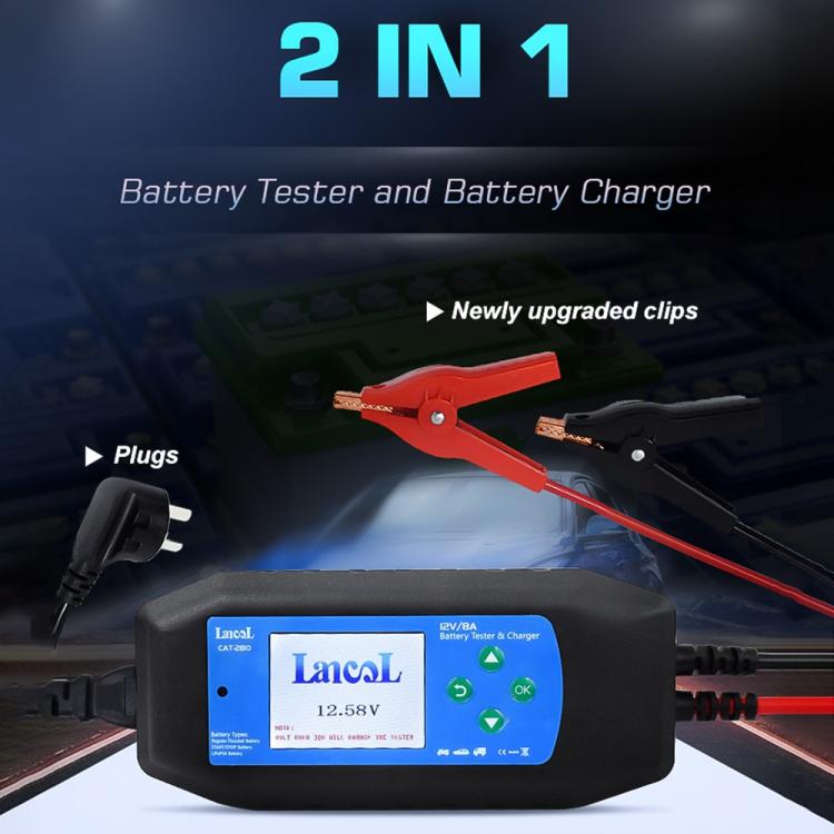 CAT-280 Caricabatterie per auto 2 in 1 e tester per batterie con schermo a colori, US Plug