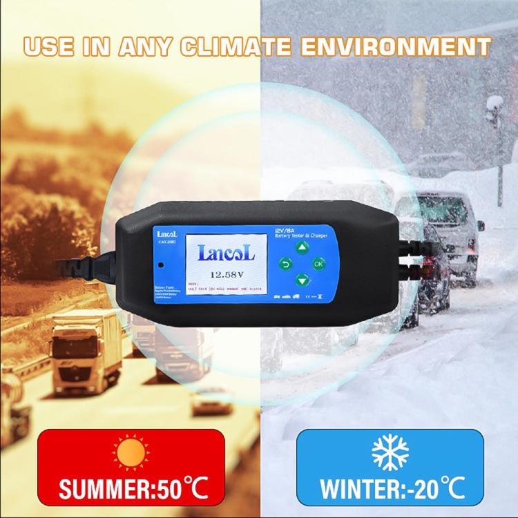 CAT-280 Caricabatterie per auto 2 in 1 e tester per batterie con schermo a colori, US Plug