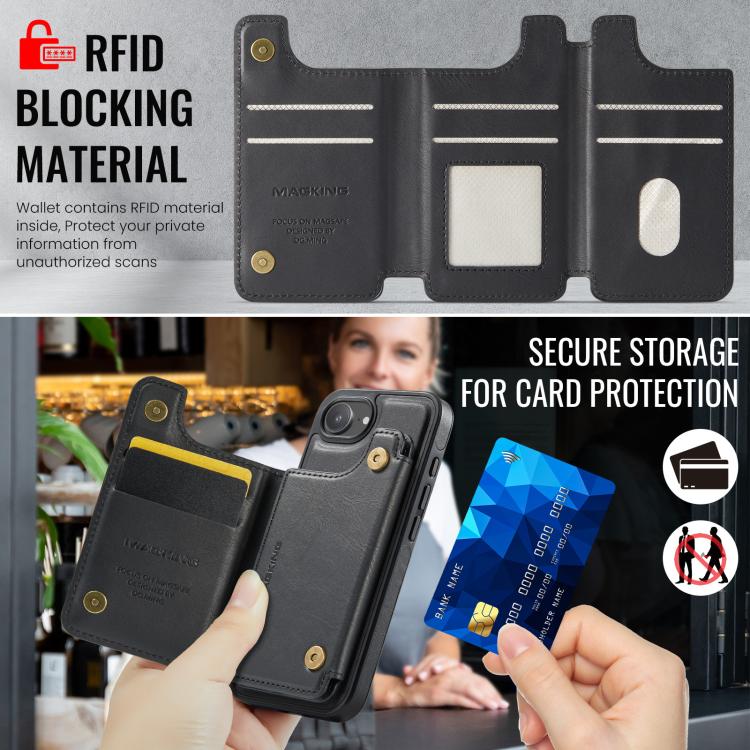 Custodia per telefono rimovibile con tasca per carte RFID MagSafe serie K3 di MAGKING., For iPhone 17e / 16e, For iPhone 17, For iPhone 16 Pro Max, For iPhone 16 Pro