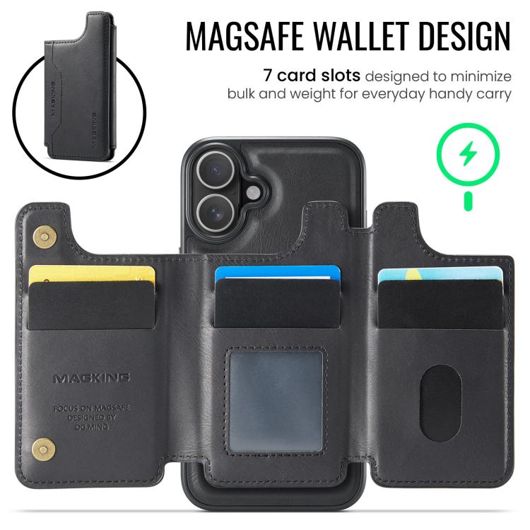 Custodia per telefono rimovibile con tasca per carte RFID MagSafe serie K3 di MAGKING., For iPhone 16 Plus, For iPhone 16