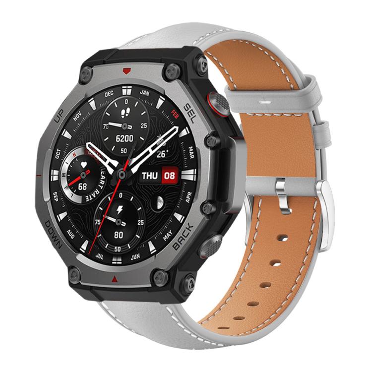 Cinturino per orologio xDfind Flat Head Black Shark in pelle a grana fine, For Amazfit T-Rex 3 22mm