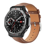 Cinturino per orologio xDfind Flat Head Black Shark in pelle a grana fine, For Amazfit T-Rex 3 22mm