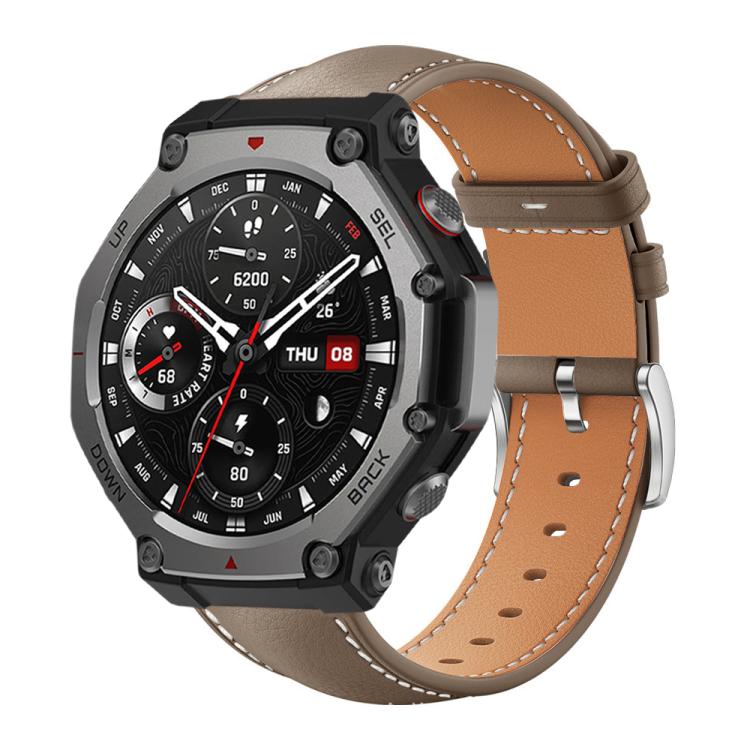 Cinturino per orologio xDfind Flat Head Black Shark in pelle a grana fine, For Amazfit T-Rex 3 22mm