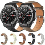 Cinturino per orologio xDfind Flat Head Black Shark in pelle a grana fine, For Amazfit T-Rex 3 22mm