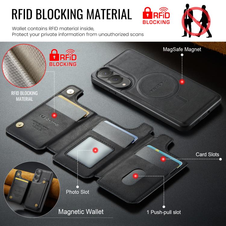 Custodia per telefono rimovibile con tasca per carte RFID MagSafe serie K3 di MAGKING., For Samsung Galaxy S25 Edge 5G, For Samsung Galaxy S25 5G, For Samsung Galaxy S25+ 5G, For Samsung Galaxy S25 Ultra 5G