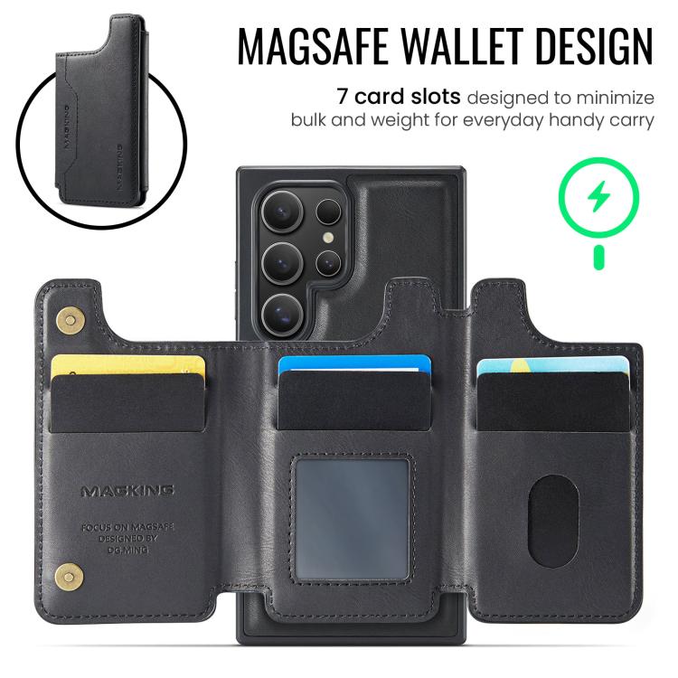 Custodia per telefono rimovibile con tasca per carte RFID MagSafe serie K3 di MAGKING., For Samsung Galaxy S23 Ultra 5G