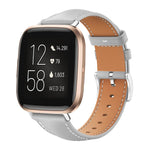 Cinturino per orologio xDfind Flat Head Black Shark in pelle a grana fine, For Fitbit Versa 4 / 3 / Sense2 / 1 20mm, For Fitbit Versa 2 / Versa / Versa Lite 22mm