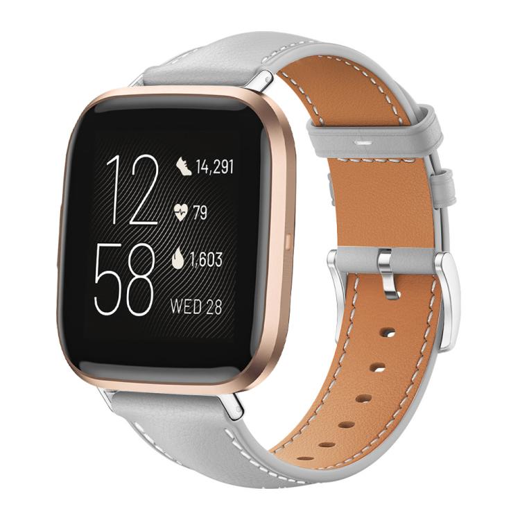 Cinturino per orologio xDfind Flat Head Black Shark in pelle a grana fine, For Fitbit Versa 4 / 3 / Sense2 / 1 20mm, For Fitbit Versa 2 / Versa / Versa Lite 22mm