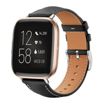 Cinturino per orologio xDfind Flat Head Black Shark in pelle a grana fine, For Fitbit Versa 4 / 3 / Sense2 / 1 20mm, For Fitbit Versa 2 / Versa / Versa Lite 22mm