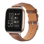 Cinturino per orologio xDfind Flat Head Black Shark in pelle a grana fine, For Fitbit Versa 4 / 3 / Sense2 / 1 20mm, For Fitbit Versa 2 / Versa / Versa Lite 22mm