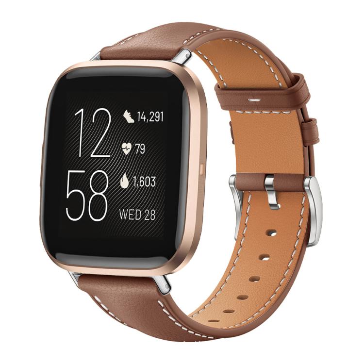 Cinturino per orologio xDfind Flat Head Black Shark in pelle a grana fine, For Fitbit Versa 4 / 3 / Sense2 / 1 20mm, For Fitbit Versa 2 / Versa / Versa Lite 22mm