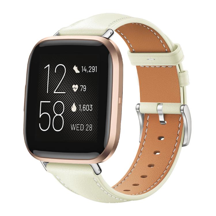 Cinturino per orologio xDfind Flat Head Black Shark in pelle a grana fine, For Fitbit Versa 4 / 3 / Sense2 / 1 20mm, For Fitbit Versa 2 / Versa / Versa Lite 22mm