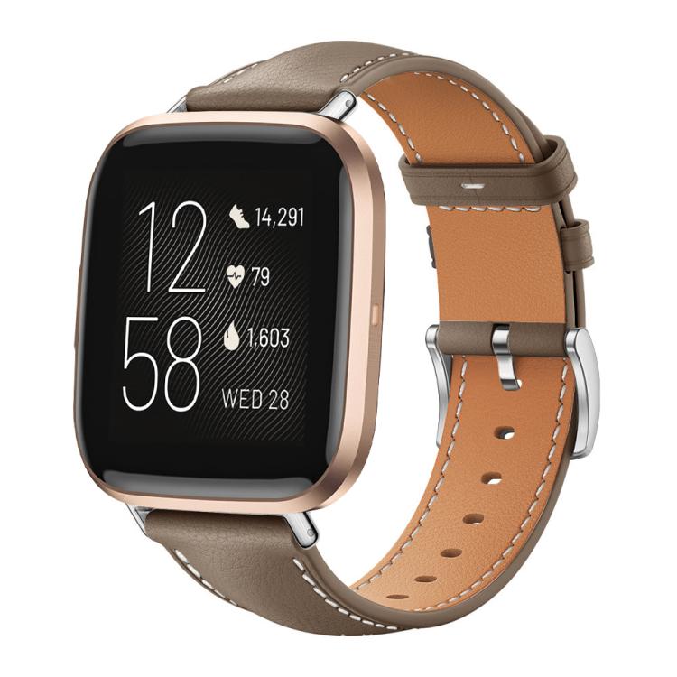 Cinturino per orologio xDfind Flat Head Black Shark in pelle a grana fine, For Fitbit Versa 4 / 3 / Sense2 / 1 20mm, For Fitbit Versa 2 / Versa / Versa Lite 22mm