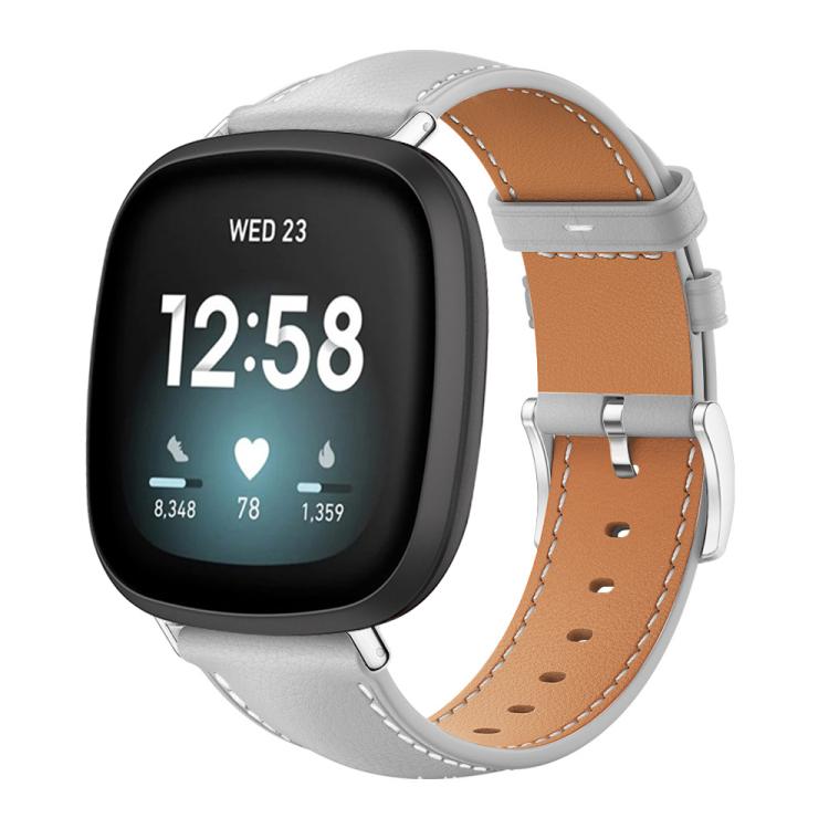Cinturino per orologio xDfind Flat Head Black Shark in pelle a grana fine, For Fitbit Versa 4 / 3 / Sense2 / 1 20mm, For Fitbit Versa 2 / Versa / Versa Lite 22mm