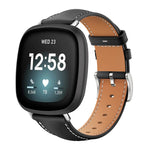 Cinturino per orologio xDfind Flat Head Black Shark in pelle a grana fine, For Fitbit Versa 4 / 3 / Sense2 / 1 20mm, For Fitbit Versa 2 / Versa / Versa Lite 22mm