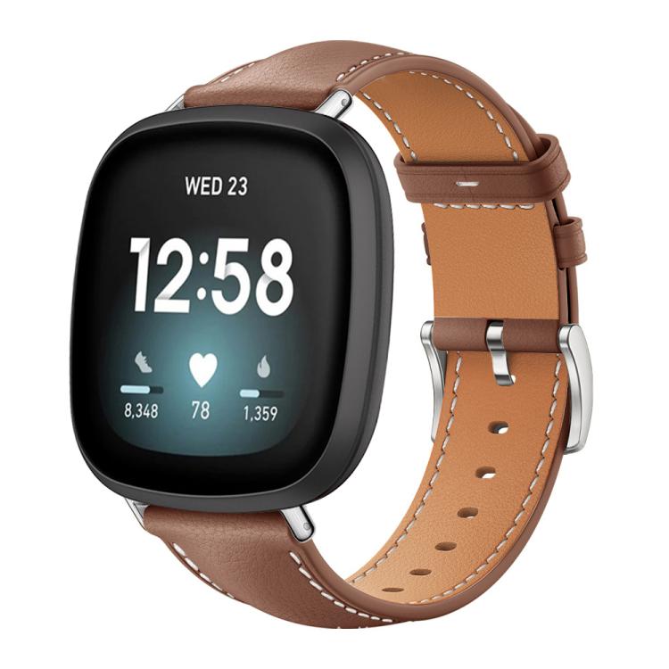 Cinturino per orologio xDfind Flat Head Black Shark in pelle a grana fine, For Fitbit Versa 4 / 3 / Sense2 / 1 20mm, For Fitbit Versa 2 / Versa / Versa Lite 22mm