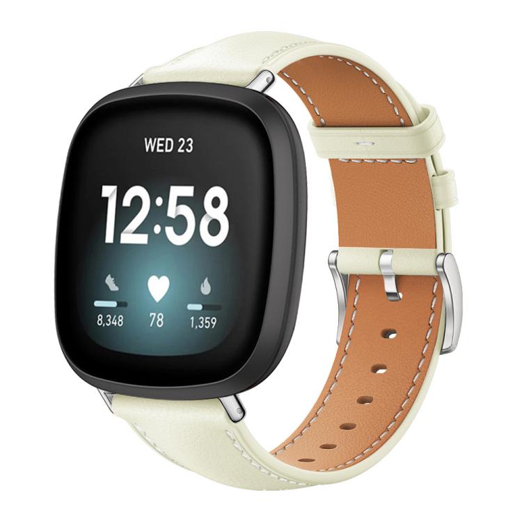 Cinturino per orologio xDfind Flat Head Black Shark in pelle a grana fine, For Fitbit Versa 4 / 3 / Sense2 / 1 20mm, For Fitbit Versa 2 / Versa / Versa Lite 22mm
