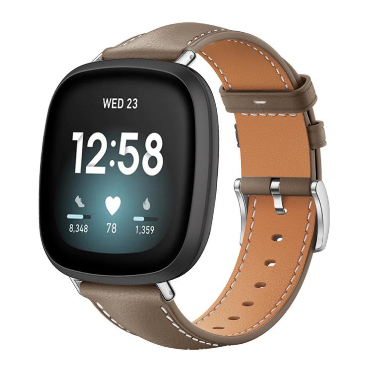 Cinturino per orologio xDfind Flat Head Black Shark in pelle a grana fine, For Fitbit Versa 4 / 3 / Sense2 / 1 20mm, For Fitbit Versa 2 / Versa / Versa Lite 22mm