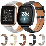 Cinturino per orologio xDfind Flat Head Black Shark in pelle a grana fine, For Fitbit Versa 4 / 3 / Sense2 / 1 20mm, For Fitbit Versa 2 / Versa / Versa Lite 22mm