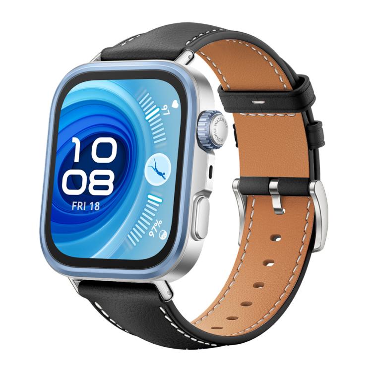 Cinturino per orologio xDfind Flat Head Black Shark in pelle a grana fine, For Huawei Watch Fit 5 / Fit 5 Pro 20mm, For Huawei Watch D2 22mm