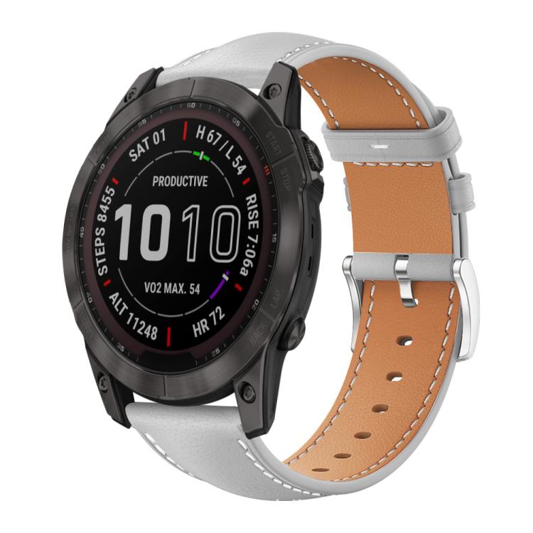 Cinturino per orologio xDfind Flat Head Black Shark in pelle a grana fine, For Garmin Fenix 8/7/6/5 22mm 20mm, For Garmin Fenix 8/7X/6X/5X 26mm 22mm, For Garmin Forerunner 220/735/735XT/230/235 20mm, For Garmin Forerunner 35/30/35j 20mm