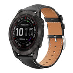 Cinturino per orologio xDfind Flat Head Black Shark in pelle a grana fine, For Garmin Fenix 8/7/6/5 22mm 20mm, For Garmin Fenix 8/7X/6X/5X 26mm 22mm, For Garmin Forerunner 220/735/735XT/230/235 20mm, For Garmin Forerunner 35/30/35j 20mm