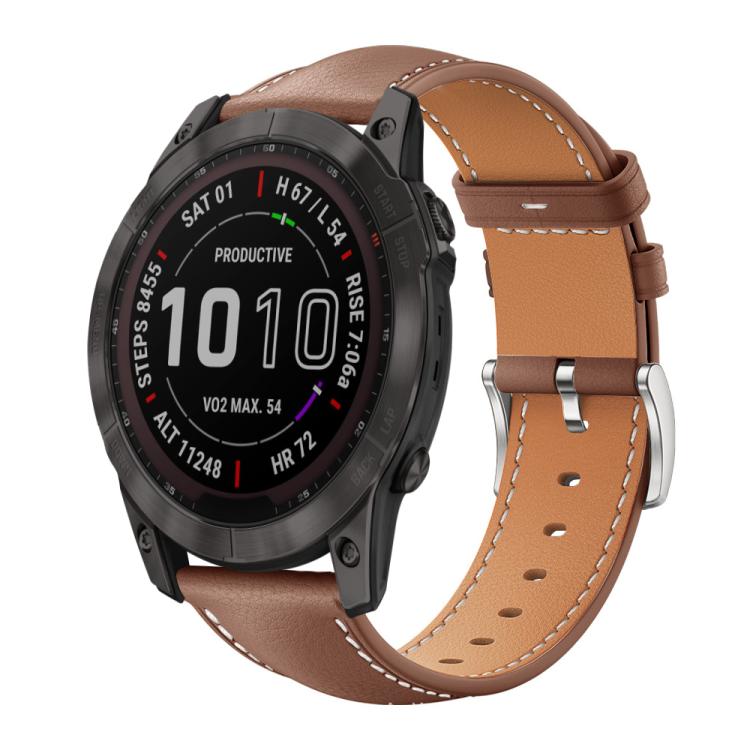 Cinturino per orologio xDfind Flat Head Black Shark in pelle a grana fine, For Garmin Fenix 8/7/6/5 22mm 20mm, For Garmin Fenix 8/7X/6X/5X 26mm 22mm, For Garmin Forerunner 220/735/735XT/230/235 20mm, For Garmin Forerunner 35/30/35j 20mm