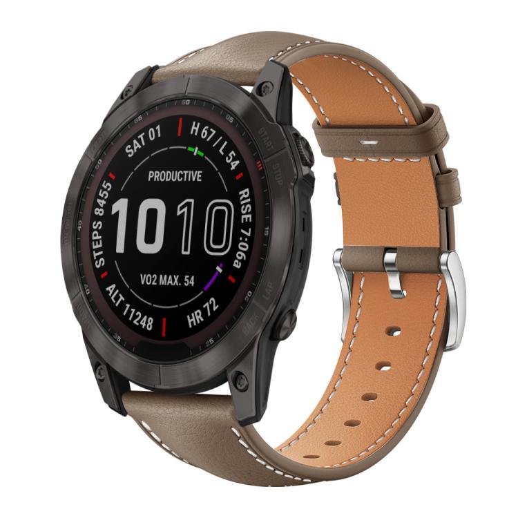 Cinturino per orologio xDfind Flat Head Black Shark in pelle a grana fine, For Garmin Fenix 8/7/6/5 22mm 20mm, For Garmin Fenix 8/7X/6X/5X 26mm 22mm, For Garmin Forerunner 220/735/735XT/230/235 20mm, For Garmin Forerunner 35/30/35j 20mm