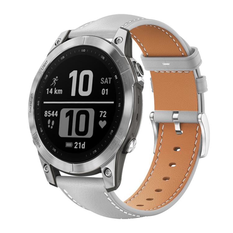 Cinturino per orologio xDfind Flat Head Black Shark in pelle a grana fine, For Garmin Fenix 8/7/6/5 22mm 20mm, For Garmin Fenix 8/7X/6X/5X 26mm 22mm, For Garmin Forerunner 220/735/735XT/230/235 20mm, For Garmin Forerunner 35/30/35j 20mm