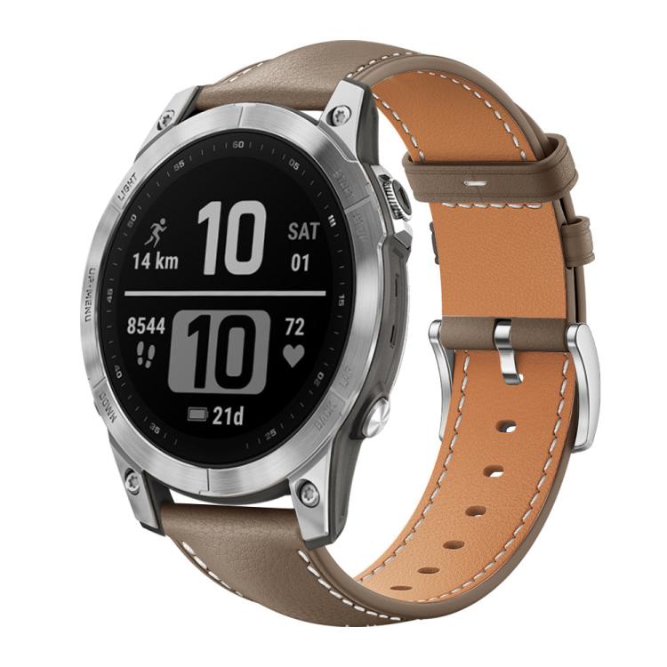 Cinturino per orologio xDfind Flat Head Black Shark in pelle a grana fine, For Garmin Fenix 8/7/6/5 22mm 20mm, For Garmin Fenix 8/7X/6X/5X 26mm 22mm, For Garmin Forerunner 220/735/735XT/230/235 20mm, For Garmin Forerunner 35/30/35j 20mm