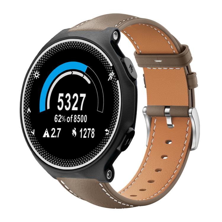 Cinturino per orologio xDfind Flat Head Black Shark in pelle a grana fine, For Garmin Fenix 8/7/6/5 22mm 20mm, For Garmin Fenix 8/7X/6X/5X 26mm 22mm, For Garmin Forerunner 220/735/735XT/230/235 20mm, For Garmin Forerunner 35/30/35j 20mm