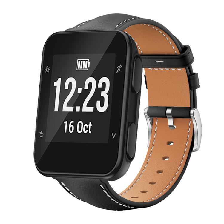 Cinturino per orologio xDfind Flat Head Black Shark in pelle a grana fine, For Garmin Fenix 8/7/6/5 22mm 20mm, For Garmin Fenix 8/7X/6X/5X 26mm 22mm, For Garmin Forerunner 220/735/735XT/230/235 20mm, For Garmin Forerunner 35/30/35j 20mm