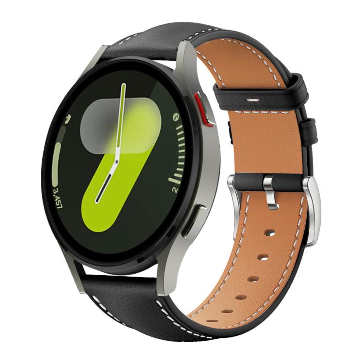 Cinturino per orologio xDfind Flat Head Black Shark in pelle a grana fine, For Samsung Galaxy Watch Ultra / Ultra 2025, For Samsung Galaxy Watch8 / Watch8 Classic, For Samsung Galaxy Watch7 / FE / 6 / 5 / 4, For Samsung Galaxy Fit3