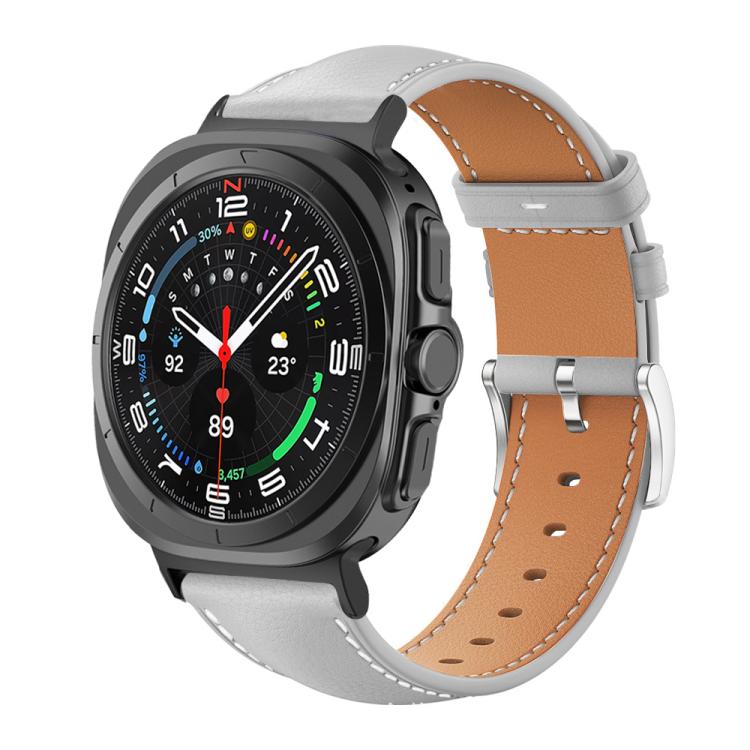 Cinturino per orologio xDfind Flat Head Black Shark in pelle a grana fine, For Samsung Galaxy Watch Ultra / Ultra 2025, For Samsung Galaxy Watch8 / Watch8 Classic, For Samsung Galaxy Watch7 / FE / 6 / 5 / 4, For Samsung Galaxy Fit3