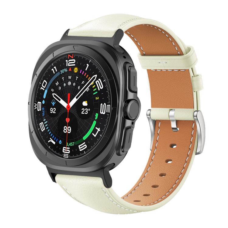 Cinturino per orologio xDfind Flat Head Black Shark in pelle a grana fine, For Samsung Galaxy Watch Ultra / Ultra 2025, For Samsung Galaxy Watch8 / Watch8 Classic, For Samsung Galaxy Watch7 / FE / 6 / 5 / 4, For Samsung Galaxy Fit3