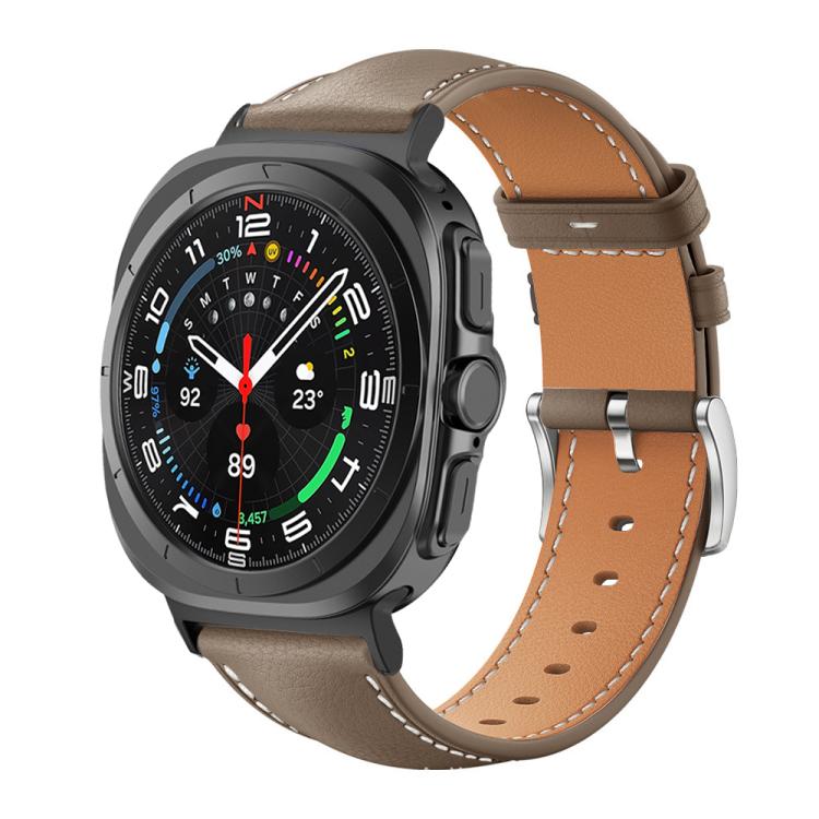 Cinturino per orologio xDfind Flat Head Black Shark in pelle a grana fine, For Samsung Galaxy Watch Ultra / Ultra 2025, For Samsung Galaxy Watch8 / Watch8 Classic, For Samsung Galaxy Watch7 / FE / 6 / 5 / 4, For Samsung Galaxy Fit3