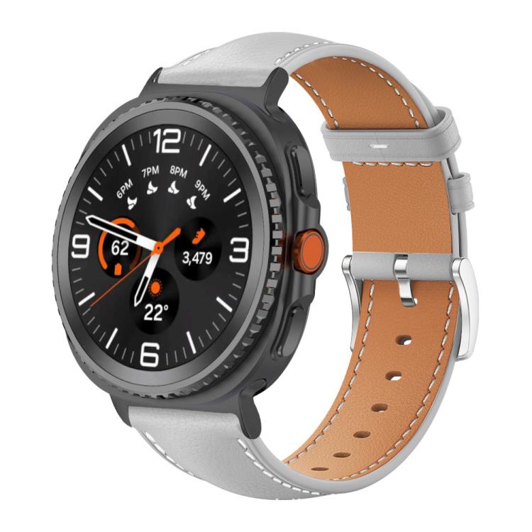 Cinturino per orologio xDfind Flat Head Black Shark in pelle a grana fine, For Samsung Galaxy Watch Ultra / Ultra 2025, For Samsung Galaxy Watch8 / Watch8 Classic, For Samsung Galaxy Watch7 / FE / 6 / 5 / 4, For Samsung Galaxy Fit3