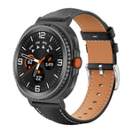Cinturino per orologio xDfind Flat Head Black Shark in pelle a grana fine, For Samsung Galaxy Watch Ultra / Ultra 2025, For Samsung Galaxy Watch8 / Watch8 Classic, For Samsung Galaxy Watch7 / FE / 6 / 5 / 4, For Samsung Galaxy Fit3