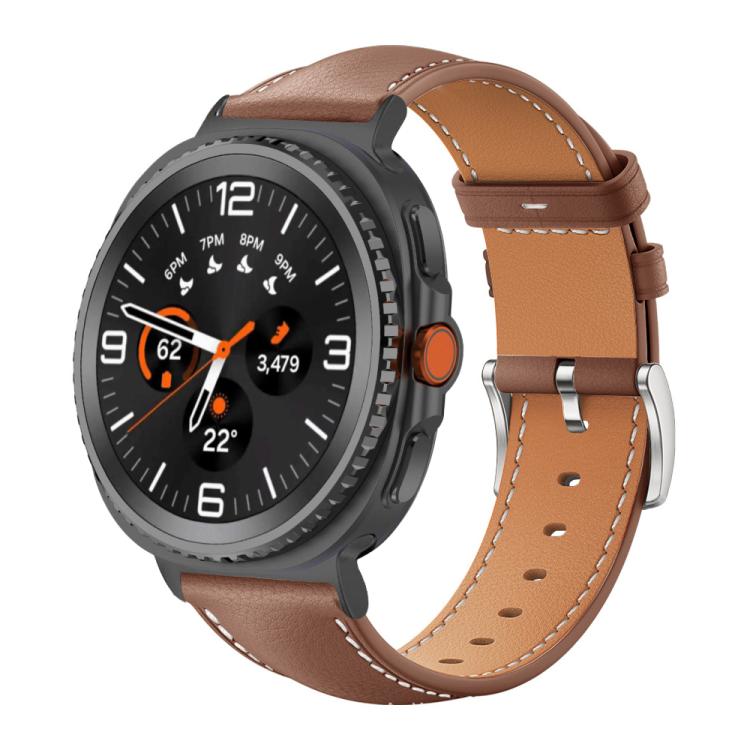 Cinturino per orologio xDfind Flat Head Black Shark in pelle a grana fine, For Samsung Galaxy Watch Ultra / Ultra 2025, For Samsung Galaxy Watch8 / Watch8 Classic, For Samsung Galaxy Watch7 / FE / 6 / 5 / 4, For Samsung Galaxy Fit3