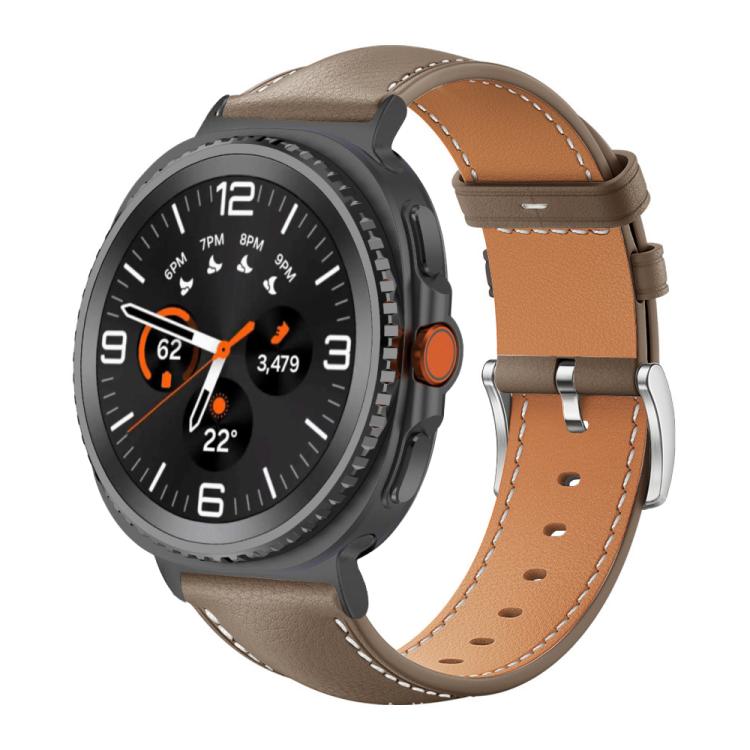 Cinturino per orologio xDfind Flat Head Black Shark in pelle a grana fine, For Samsung Galaxy Watch Ultra / Ultra 2025, For Samsung Galaxy Watch8 / Watch8 Classic, For Samsung Galaxy Watch7 / FE / 6 / 5 / 4, For Samsung Galaxy Fit3
