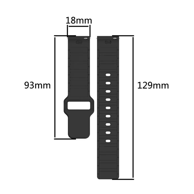 Cinturino per orologio in silicone a tinta unita a forma di I, 18mm
