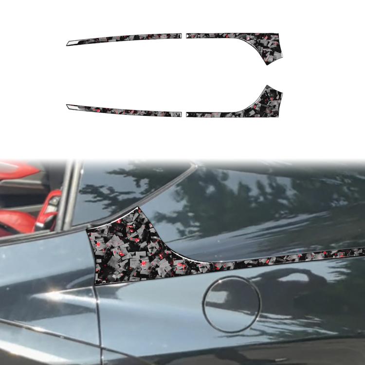 Set di 4 adesivi decorativi laterali posteriori per auto in fibra di carbonio con lamina dorata forgiata per Chevrolet Corvette C8 2020-, lato guidatore sinistro e destro., Rear Sides