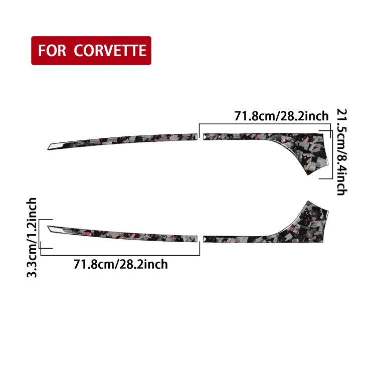 Set di 4 adesivi decorativi laterali posteriori per auto in fibra di carbonio con lamina dorata forgiata per Chevrolet Corvette C8 2020-, lato guidatore sinistro e destro., Rear Sides